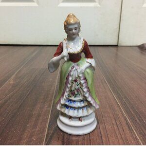 Vtg Ceramic Lady Figure 6" Occupied Japan Hand Painted Rococo Baroque Victorian
